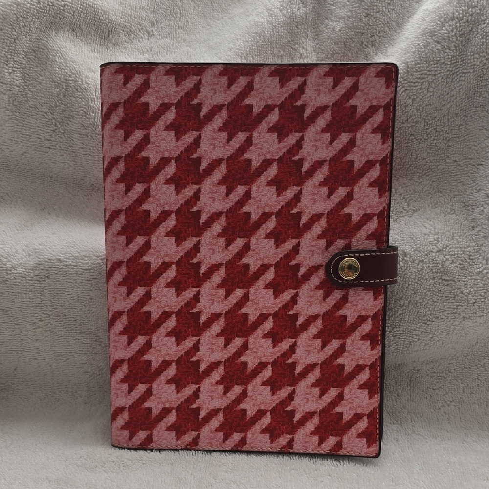 Coach Red Houndstooth Patterned Notebook Cover